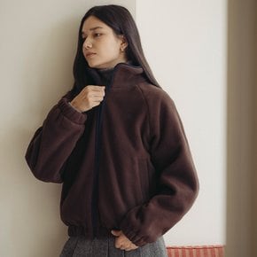 Cozy fleece zip-up jumper_Brown