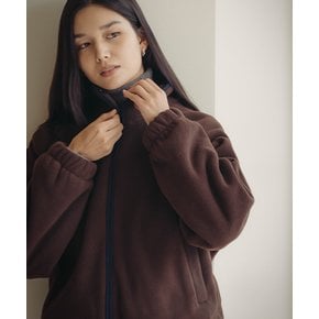 Cozy fleece zip-up jumper_Brown