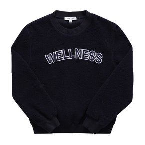 CR666NA NAVY SHERPA CAPSULE 웰니스 (WELLNESS) 로고 부클 크롭 여성 맨투맨