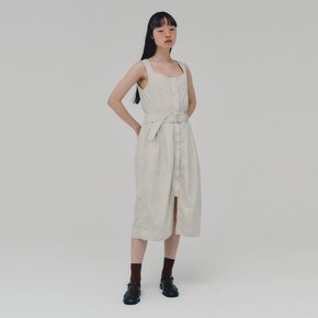 Nylon Belted Dress_LIGHT GREY