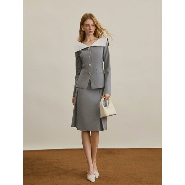 YY_Contrast waist skirt