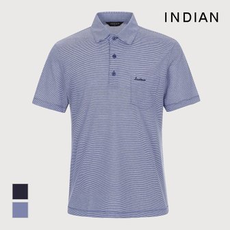 트레몰로 [INDIAN] 린넨블랜드 핀스트라이프 반팔 티셔츠_MIEAS4M2241