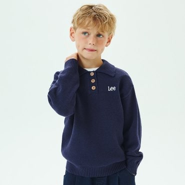 Lee Kids 카라 로고 자수 레귤러핏 풀오버 네이비 LK2404KT41NA