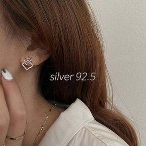 silver 92.5  니즈 더블 스퀘어 귀걸이_P302031497