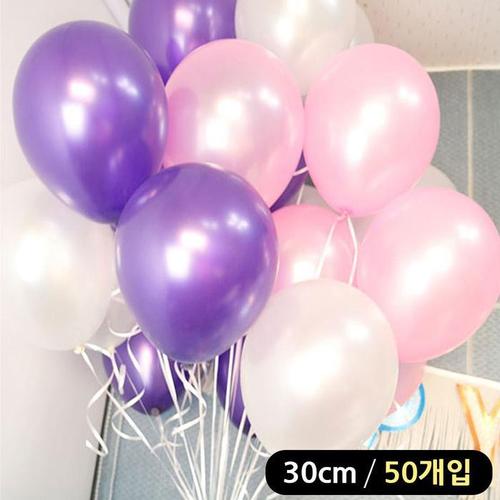 해피파티 풍선 3색 펄 혼합 라운드 30cm (50개입) (러블리톤)(1)