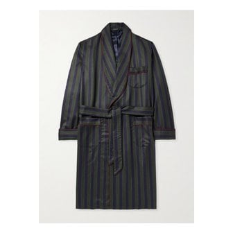 RUBINACCI 루비나찌 벨트 스트라이프 울 캐시미어 혼방 가운 그린 46376663163002649