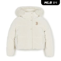 [코리아공식] 여성 베이직 유광 후드탈착 FUR 크롭 패딩 BOS (D.Cream)