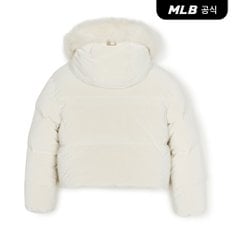 [코리아공식] 여성 베이직 유광 후드탈착 FUR 크롭 패딩 BOS (D.Cream)