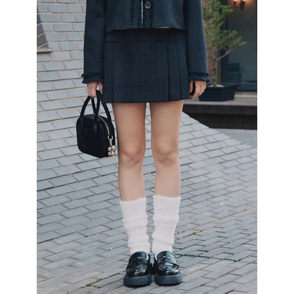 [SPNK] 트위드 플리츠 스커트_블랙