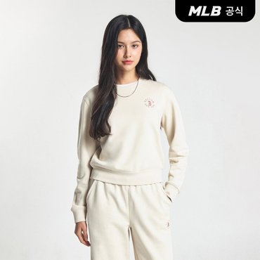 MLB [코리아공식] 여성 베이직 원형로고 크롭 맨투맨 BOS (D.Cream)