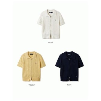 후아유 여성 스티브 반팔 케이블 집업 가디건   Steve Cable Short Sleeve Zip up Cardig.._P359187383