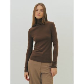 HEROINE roll-neck jersey top (brown)