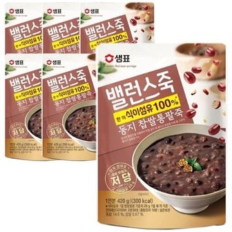  샘표 밸런스죽 동지 통팥죽 420g 6개