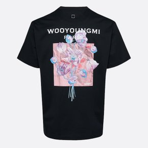 24FW 우영미 3D 플라워 백로고 티셔츠 블랙 W243TS05 708B