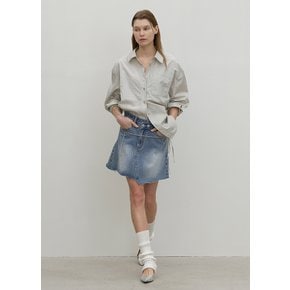 (SK-4908)UNBALANCED CUT MINI DENIM SKIRT