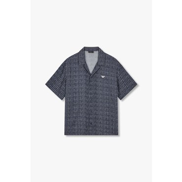 EMPORIO ARMANI 남성 스트라이프 레이온 비치 셔츠 (0815115008)