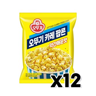  오뚜기 카레팝콘 약간매운맛 봉지스낵 55g x 12개