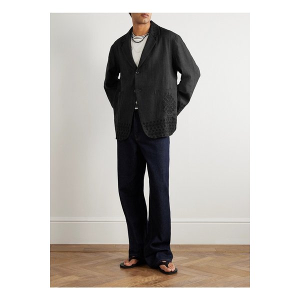 카틱 리서치 카수티 자수 울 리넨 혼방 블레이저 블랙 46376663162897230