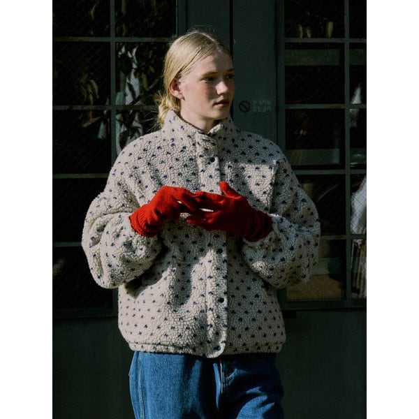 Dot Fleece Jacket Ivory_F253JP03