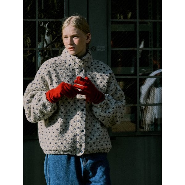 Dot Fleece Jacket Ivory_F253JP03