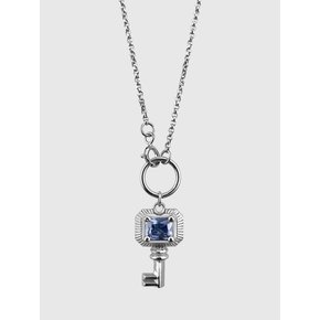 Square gemstone key necklace