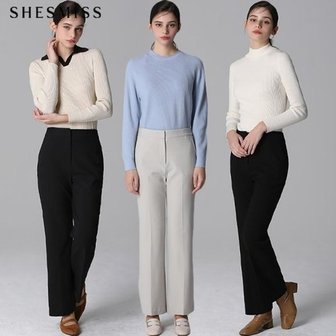 쉬즈미스 [쉬즈미스(SHESMISS)] 울 히든 버튼 세미 와이드 팬츠 (택가격:218000원...