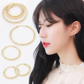 귀걸이 주얼리 금귀걸이 GOLD 파이프 링 베이직 데일리 금 14K 골드