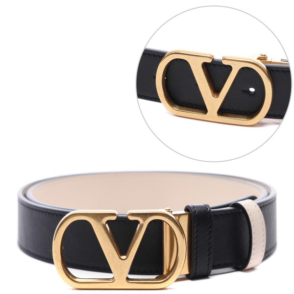 [부산점] 25FW 여성 브이로고 시그니처 양면 벨트 (7W2T0SQ3 IYR DVX 25F)
