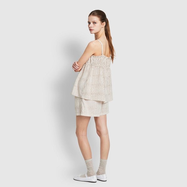 여 리오셀 스트라이프 민소매 파자마 셔츠 J206201080073