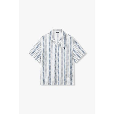 EMPORIO ARMANI 남성 스트라이프 레이온 비치 셔츠 (0815115009)