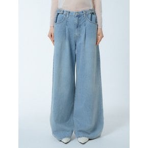 턱 와이드 플레어 데님팬츠 블루_TUCK WIDE FLARE DENIM PANTS BLUE