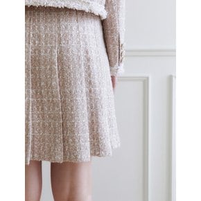 Pink Tweed pleats mini skirts