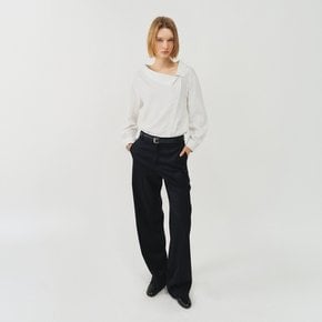 [10/27 발송] 오픈 넥 스트라이프 블라우스_화이트 / OPEN NECK STRIPE BLOUSE
