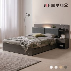 [착불] 리오Po LED 3서랍 수납 침대 독립유로탑 협탁 세트 Q