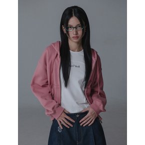 LOGO NEEDLEWORK HOODY ZIPUP_PINK