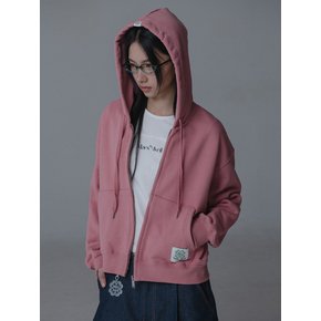 LOGO NEEDLEWORK HOODY ZIPUP_PINK