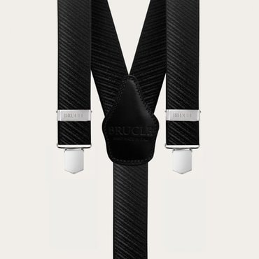 일모로 이태리 부르끌레 멜빵 신축성 Y자형 STRIPED SATIN BLACK - YR36CG438NR