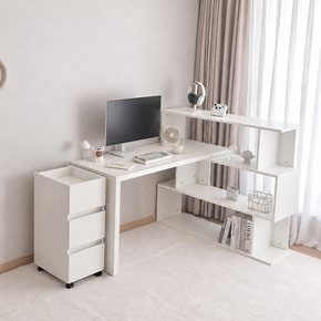 코넬 이지 데스크 공간분리 코너 3단 책상 책장 세트 1200 DDW074C