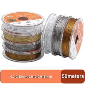 50m 롤 0.3 0.38 화이트 로듐 골든 스틸 와이어 장인 공예 DIY 팔찌 결과