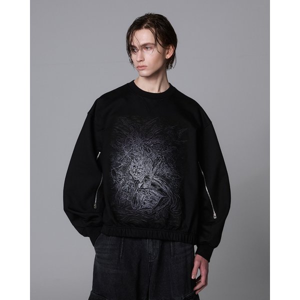 [파주점] 컬렉션 PURE REBEL 엠브로이드 크루넥 SG2TS702BK