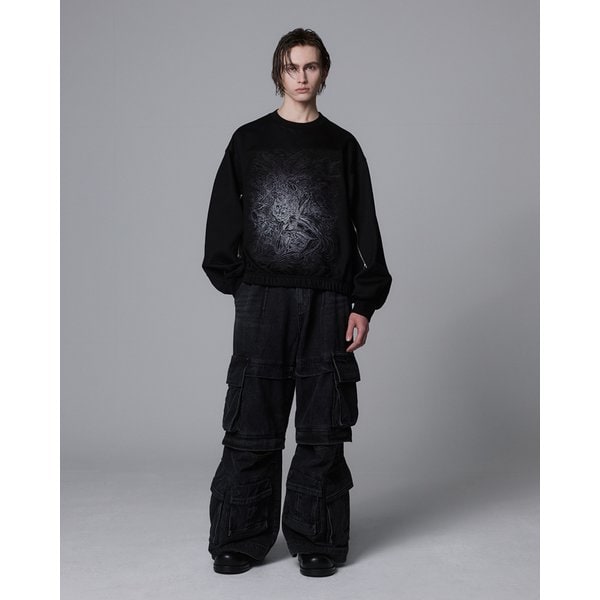 [파주점] 컬렉션 PURE REBEL 엠브로이드 크루넥 SG2TS702BK