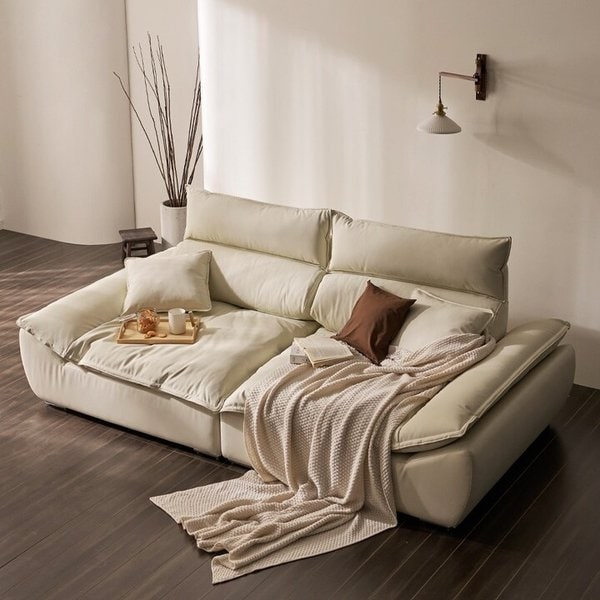 안목 청신 와이드 가죽 3인용 소파 [착불]