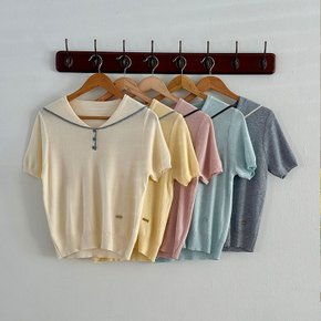 누에보 배색 세라카라 반팔 니트티_M4721