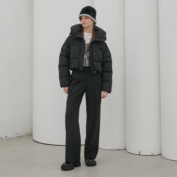 [시흥점] 여성 등판 레터링 포인트 볼륨 소매 크롭 점퍼 (EQ4NZ061)