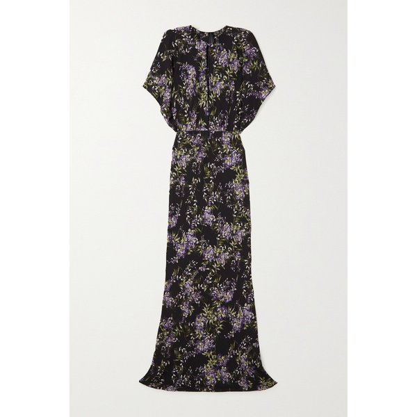 노마카말리 오비 컷아웃 플로럴 프린트 조르제트 가운 1647597307670232