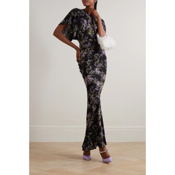 노마카말리 오비 컷아웃 플로럴 프린트 조르제트 가운 1647597307670232