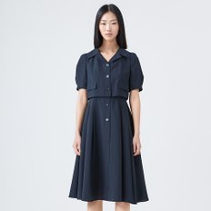 오픈카라 퍼프 플리츠원피스 EGOPOG9700