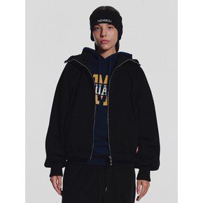 Waffle Mink Daily Hooded Zip Up_Black