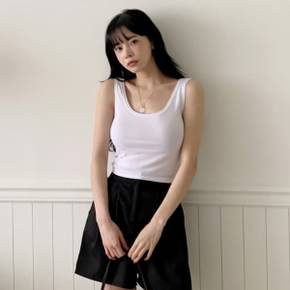 여성 여름 데베 무지 크롭 유넥 나시 민소매