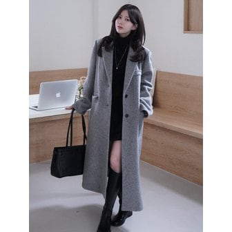 드로우핏 우먼 [보라끌레르 PICK]래빗 앙고라 울 핸드메이드 싱글 롱 코트 [2COLORS]